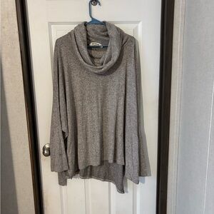 Three Bird Nest Heather Gray Cowl Neck Sweater